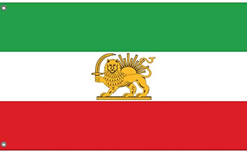 Old Iran Flag 3x5 FT - Former Iranian Lion Sun Flag - 100% Polyester with Brass Grommets - Vibrant Colors for Garden & Outdoor Decor (D, 3x5 FT)