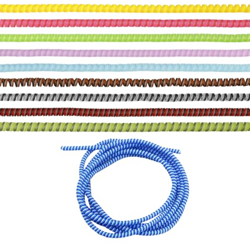 Lotsdonxia 10 Pcs Spiral Pet Cable Protectors - Reusable Tool to Prevent Pets from Damaging Cords, 140 CM Multi-Color Sleeve Chew-Proof Charger Cover for Cell Phones, Headphones and Data Cables