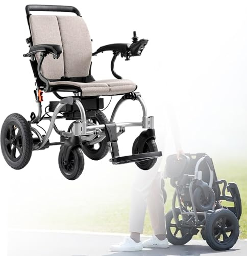 HZWJD Fauteuils Roulants Électriques pour Adultes,Fauteuil Roulant Pliable Léger,Fauteuil Roulant Motorisé Intelligent,Batterie Amovible 12 Ah,Facile À Transporter Et À Ranger A