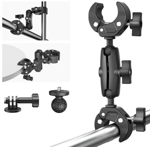 Maectech Accessoires Pince Double Super Serrée Pince pour Parapluie Support de Trépied pour Caméra Moto Support de Bureau