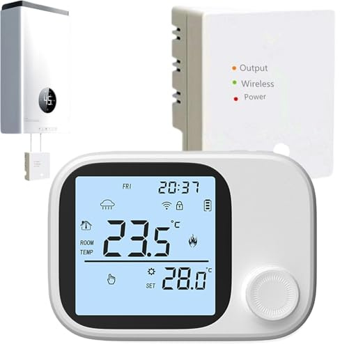 Bawiaueu Thermostat Wi-FI - Moniteur sans Fil À Affichage Numérique,Contrôleur De Température Intelligent,Contrôle par Application et Vocal pour Maison, Bureau, Chambre, Séjour, Appartement, Sommeil