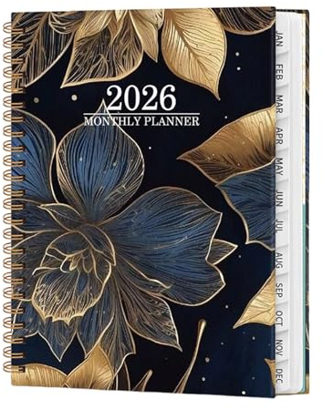 Monatsplaner 2026 – große Blöcke mit Daten, Blumenkalender, Wochenplaner, Termine – für Terminplanung, akademisches Zuhause, Schule, Büro, Studium, Arbeit, Lehrer, Studenten, Familie