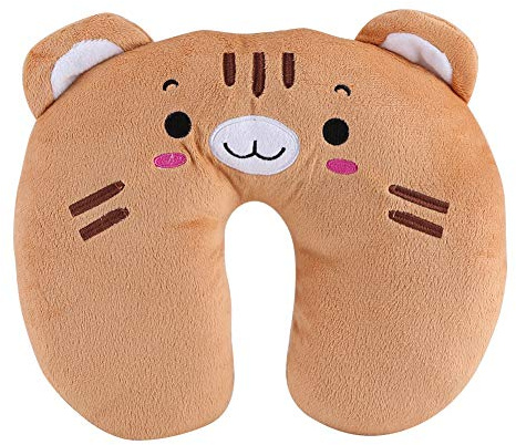 TOPINCN Cuscino per il Collo a Forma di U, Cuscino da Viaggio in Peluche per Animali, Supporto in Morbido Cotone PP per Viaggi in Aereo, Poggiatesta per Auto per Adulti, Sollievo Dalla (Tigre)