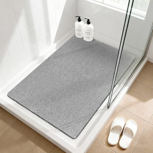 Duschmatte rutschfest 60 x90 cm - Extra Groß Sicherheits Badewannenmatte mit Ablauflöchern, Weich Komfort PVC-Luffa Massage Antirutschmatte für Dusche, Schnell trocknend