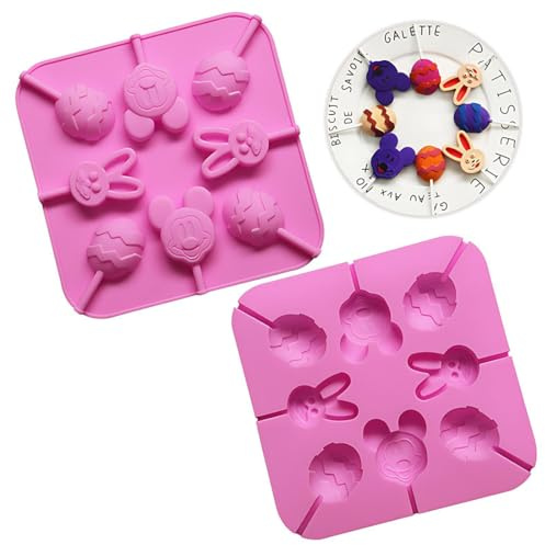 YIPFEN 2 pezzi stampi in silicone riutilizzabili per uova di Pasqua e coniglietti, diy stampo, coniglietto pasquale per colata, in silicone per pasqua, per dolci, cioccolato, sapone, budino e gelatina
