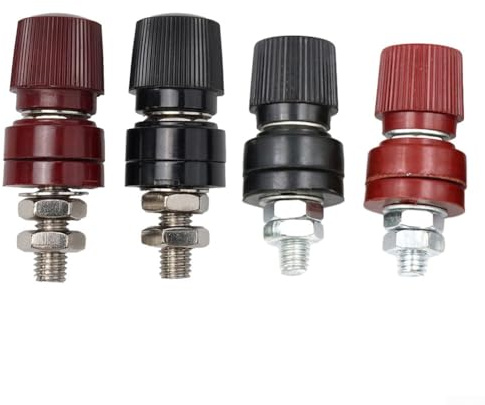 Connecteurs de fils et de câbles, 4 bornes à vis M6/M8, borne de liaison pour alimentation audio, design isolé à double écrou, code couleur rouge noir, pour systèmes de batterie solaire de bateau de