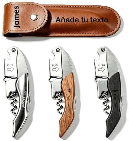 Sacacorchos Personalizado con Nombre, Abridor de Vino Profesional ，Negro | Regalo Único para Amantes del Vino
