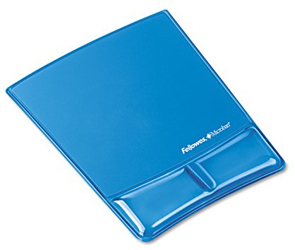 Fellowes Repose-poignet Crystal Bleu - Tapis de souris (Bleu, Monotone, Plastique, 200 mm, 254 mm, 2,4 cm)