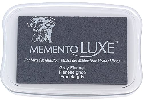 Tsukineko ML-902 Memento Luxe Mixed Media Stempelkissen, Grauer Flannel, Synthetic Material, grau, 9.9 x 6.6 x 1.8 cm, ML000902