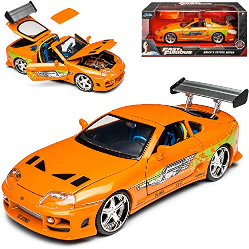 Toyota Supra Orange Brian´s Paul Walker The Fast and The Furious 1/24 Jada Modell Auto mit individiuellem Wunschkennzeichen