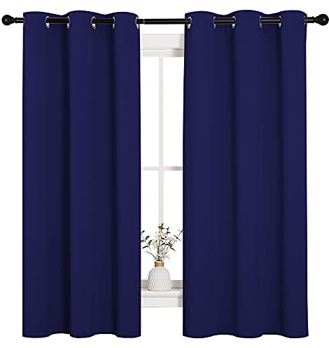 NICETOWN All Season Thermal Insulated Solid Grommet Top Blackout Curtains/Drapes/Panels for Kid's Room (Royal Blue, 2 Panels, 42 x 63 Inch)