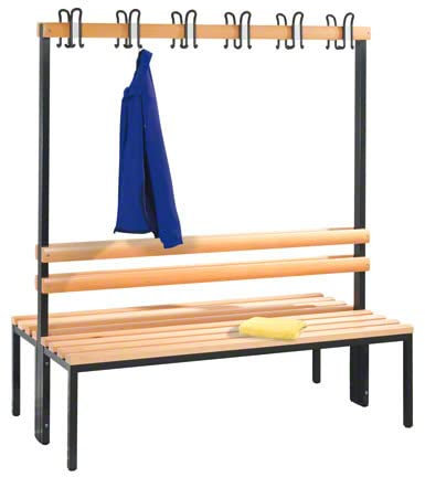 C und P Doppelseitige Garderobenbank ohne Schuhrost Umkleidebank 12 Haken, 165x150x75 cm