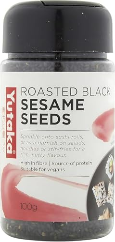 Yutaka Roasted Black Sesame Seeds 100g (Pack of 4) | Vegan-Friendly Japanese Black Sesame | Bold Nutty Garnish for Sushi, Salads, Stir-Fries & Baking
