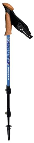 GUIDETTI - Paire de Bâtons de randonnée au décors du Massif des Alpes 3 brins avec Easy Lock - Bâtons de Marche Vendus à la Paire - Noir et Bleu - Taille Unique