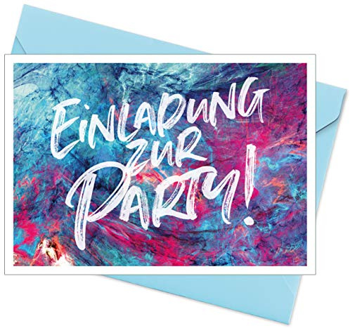CherryCards 8er Set Einladungskarten & Umschläge, Format A6, Motiv Einladung zur Party, Einladung Erwachsene Teenager Kinder Unisex