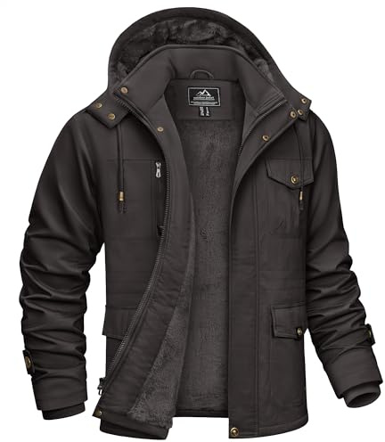 KEFITEVD Herren Winterparka Gefüttert Winter Jacke Warm Parka mit Abtrennbar Kapuze Windjacke Outdoor Winterjacken Winddicht Herrenjacke Männer Fleecejacke Dunkelgrau 3XL (Etikett: 7XL)