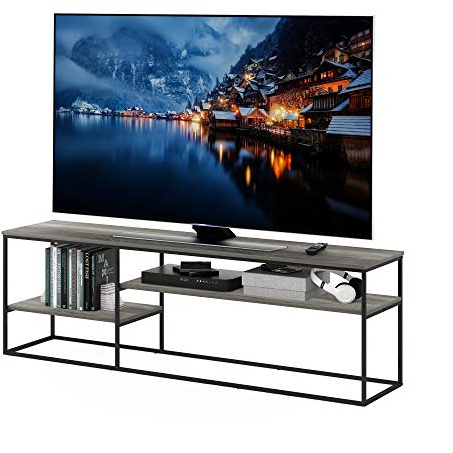 Furinno Moretti Modern Lifestyle TV Stand for TV up to 78 Inch, French Oak Grey | for TV up to 70 Inch, Modern Open Shelf, Entertainment Center, TV Console, for Living Room, Bedroom
