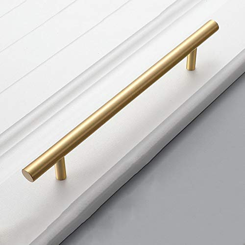 Massives Messing Möbelgriffe Bogen Zieht T Bar Stangengriff Küchengriffe Schubladengriff Gebürstet Reines Kupfer Griffe Kabinett Türknopf Gold Schrankgriffe Steggriff Relinggriffe(Hole center 192mm)