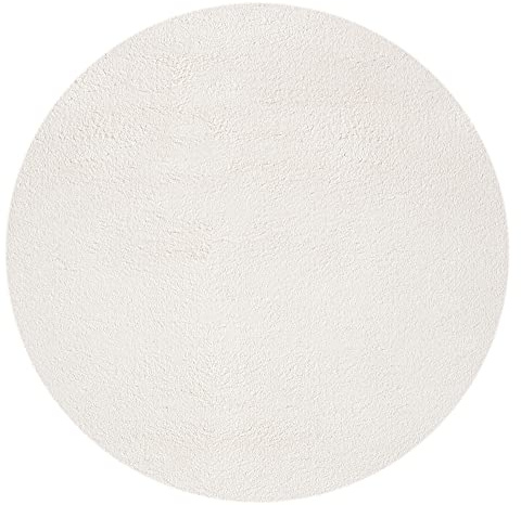 Mia's Teppiche Olivia Wohnzimmer/Schlafzimmer Teppich - waschbar - 120 cm Rund, Creme