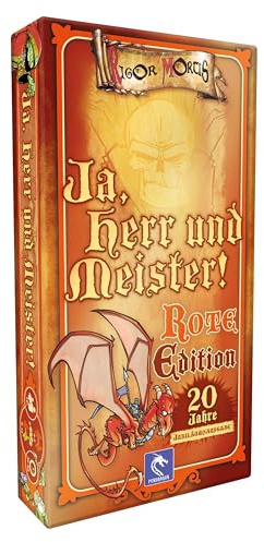 Pendragon Games Ja, Herr und Meister! Rote Edition - Kommunikatives Brettspiel als Jubiläumsausgabe - Humorvolles Partyspiel zum Improvisieren - Deutsch - 4-7 Spieler - Ab 12 Jahren