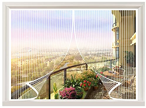 ERPENG Magnetrahmen Fliegengitter 145x150cm Insektenschutz Verschiedene Größen Balkontür Fliegenvorhang Vorhang einfach zu montieren Ohne Bohren für alle Fenster, Weiß