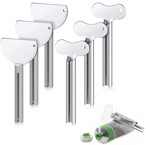 Zahnpasta Squeeze Tube, 6 Stück Edelstahl Zahnpasta Squeezer, Badezimmer Zahnpastaspender, Praktische Tubenquetscher für Zahnpasta, Handcreme, Farbtube, Kosmetik