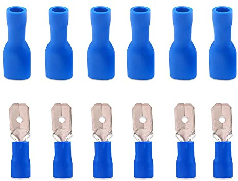 Ruidee 100 Stück Kabelschuhe Flachstecker und Flachsteckhülsen Quetschverbinder 16-14 AWG (DPSB)