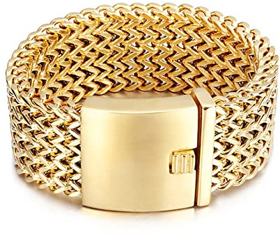 Whoiy Armkette Herren in Edelstahl, Glieder Link Weizenkette Manschettenarmband Unisex Kette personalisiert Klassische, Geschenk für Ihn