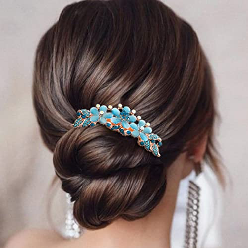 Bohend Strass Kamm Kristall Haarspangen Dekorativ Haarkämme Braut Haarschmuck für Frauen und Mädchen (3)