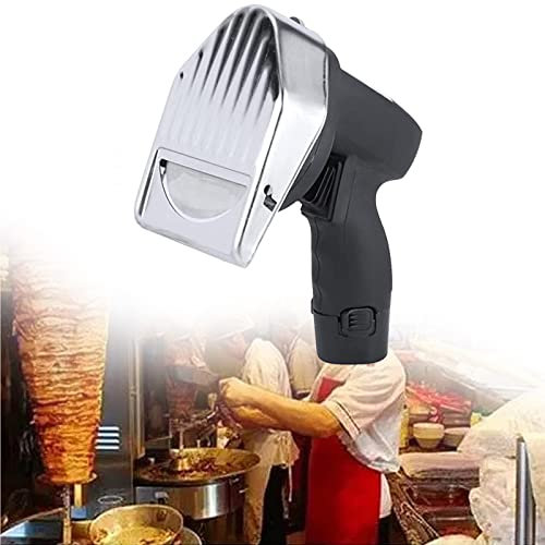 XYEJL Cortadora De Carne Eléctrica para Barbacoa,Cuchillo Automático para Kebab,Cortadora De Kebab Turco,con 2 Cuchillas para Cortar Cordero Pollo Y Otro Tipo De Carne,Cordless