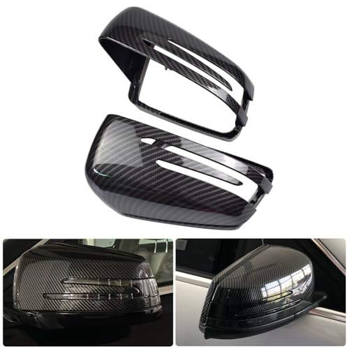 Kakulkomen 1 Paar Spiegelkappen für Benz W176 W246 W212 W204 C117 | Links Rechts Seitenspiegel Abdeckkappen für Benz X156 X204 W221 (Kohlefaser)