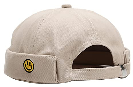Casquette Docker unisexe avec tête de mort - Style rétro - Réglable, Smiley Beige, taille unique