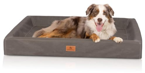 Knuffelwuff orthopädisches Hundebett Austin aus Kunstleder XXXL 155 x 125cm Braungrau