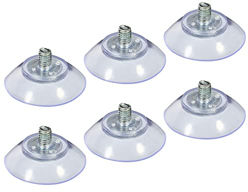 sourcing map Ventosa con tornillos de 30 mm de diámetro, rosca M5, colgador de pared para puerta de vidrio, ventana, hogar, cocina, baño, PVC, transparente, paquete de 6