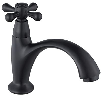 ZXC Retro Standventil, Vintage Kaltwasser Armatur, Nostalgie Wasserhahn in Schwarz Matt
