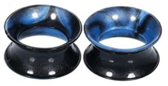 KnBoB 2 Stück Silikon Flesh Tunnel Plug 12MM Blau Schwarz Creolen Ohr Piercing Expander Herren und Damen