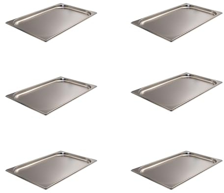 AcMax Gastronorm Lot de 6 récipients gastronormes GN 1/1 en acier inoxydable 2,5 l Profondeur 20 mm