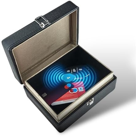Keyless Go Schutz | Faraday Box | Funkschlüssel Abschirmung | RFID Blocker | Keyless Go Box Gross | RFID Box | XXL | Kunstleder Schwarz |