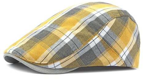 GIBZ Schiebermütze Herren Sommer Flatcap Schirmmütze Koreanische Version Maler Newsboy Gatsby Mütze Gelb