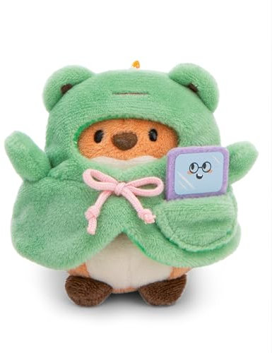 NICI gosedjur Räv Geeks 8cm med TV-spel & groda-kostym i presentförpackning 8,5x6,5x10cm röd - Mjuk leksak gjord av mjuk plysch; Gullig mjuk leksak att gosa och leka med, för barn och vuxna - 61145