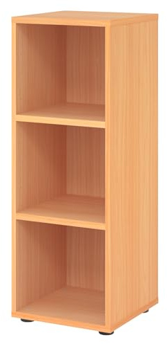 bümö Regal Buche, Standregal aus Holz für 3 Ordnerhöhen - Bücherregal klein 40 cm schmal, Aktenregal für Ordner & Bücher, kleines Büroregal, Holzregal, Ordnerregal, Buchregal Dachschräge