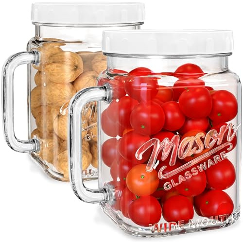 Absovetu Einmachgläser mit Schraubdeckel, 2 Liter, 2 Stück Vorratsgläser | Mason Jar Gläser, Einmachglas Groß, Vorratsgläser mit Schraubdeckel, Schraubgläser mit Deckel, Bonbonglas, Keksglas