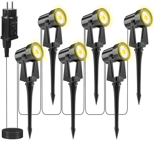 Totofac 6 Pezzi Luci da Giardino 3W COB Faretto da Giardino Impermeabili IP65, Bianco Caldo 3000K 12V per Esterno Giardino (6-1)