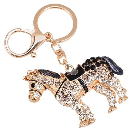COSMEVIVI Schlüsselanhänger Pferd Mit Strasssteinen Leichter Pferdeanhänger Als Bag Charm Modischer Schwarzer Schlüsselanhänger Für Auto Taschenverwendung Geschenk Für Liebhaber Und Fans
