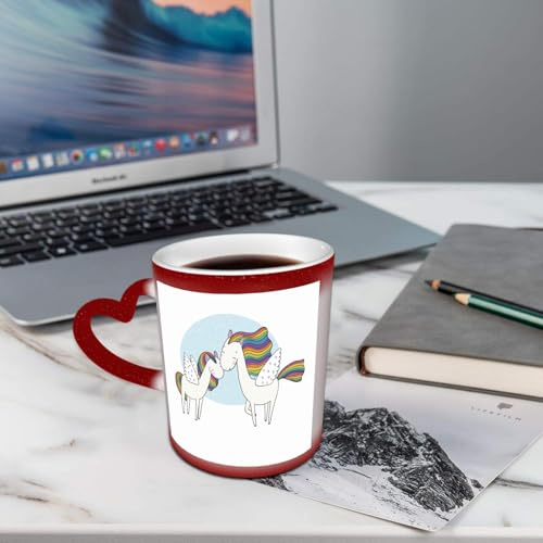 AELKSP Tasses Magique Mugs Change De Couleur en Fonction De La Température du Liquide,Mug Cadeau Original Tasse pour 330ml,Magnifique pégase arc-en-ciel. Un cheval avec des ailes.