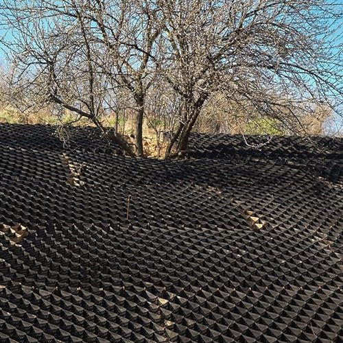 LPAGOLMIX Grilles de gravier, grille de sol de gravier extra longue pour jardin, allée, allée, chemin en nid d'abeille, géocell de 5 cm de haut, système de grille de jardin (8 m x 6 m)