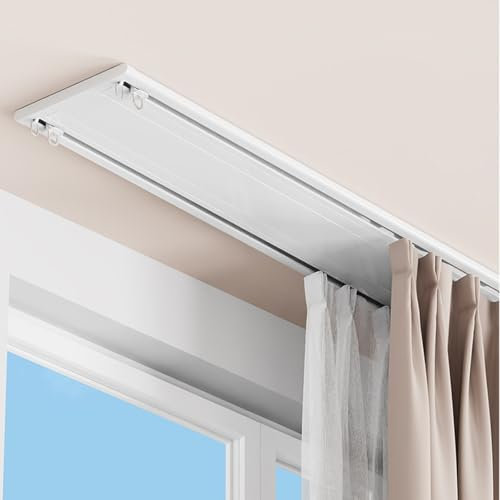 MZQMK Robusto Binario per Tende da Esterno Bastone Binario A Soffitto in Alluminio, per Finestre E Tende Divisorie(White,3.8m(12.5ft))