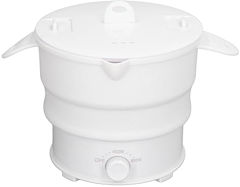 Travel Cookwear, fornello elettrico pieghevole, 800 W, 1,2 l, pentola da viaggio per campeggio, ufficio, hotel, zuppa di pasta (spina UE 220 V)