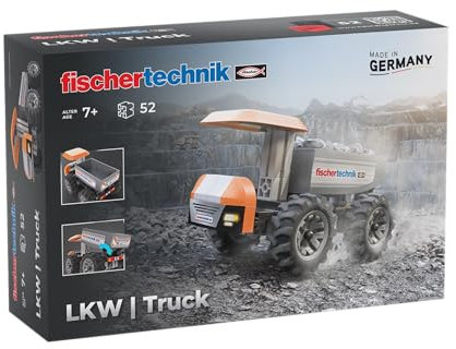 fischertechnik Truck 576105 – pedagogisk konstruktionsleksak, lastbilsleksak för barn från 7 år, orange