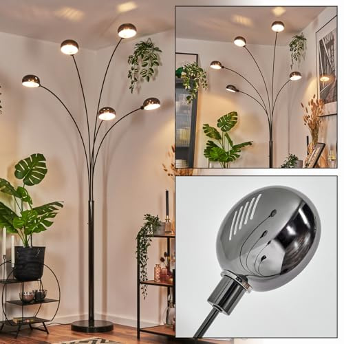 Lampada da terra HOFSTEIN Nikkala, in metallo nero/cromo/bianco con base in marmo, regolabile in stile retrò/vintage, interruttore sull'alloggiamento, E14, soggiorno, corridoio, ufficio